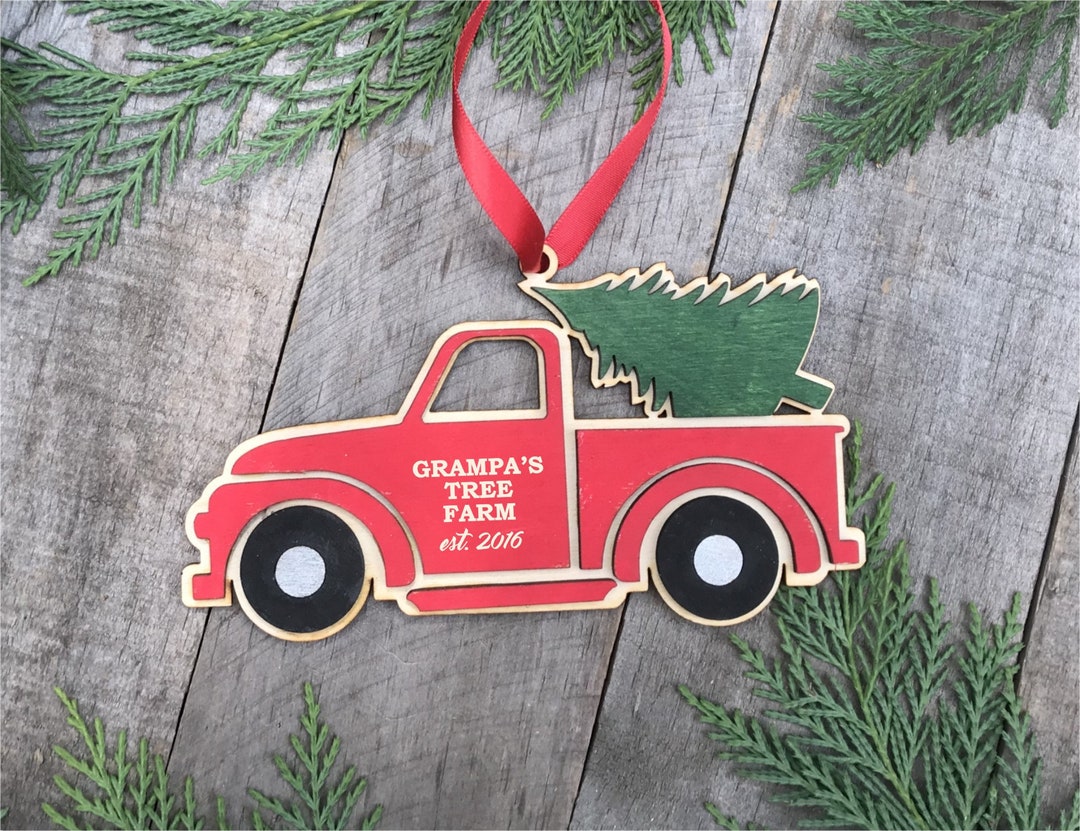Little Red Truck Ornament Wood Christmas Ornament Birch Christmas