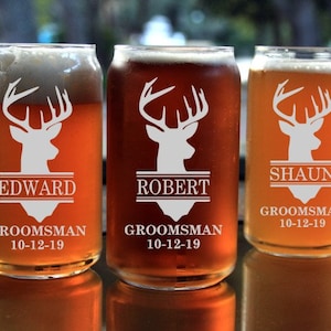 Set of 6 Engraved Beer Can Glass,16 ounce Beer Can Glass,Groomsmen Gift,Personalized Wedding Favors,Free Engraving,Laser Engraved Glass,Beer
