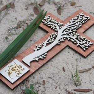 Tree of Life Cross Baptism Cross Confirmation Cross Wood Engraved Cross Personalized Cross Wooden Cross Religious Cross Resurrection Cross