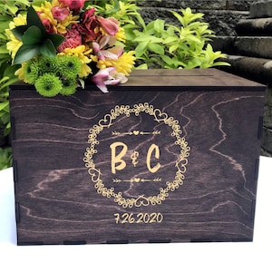 Wedding Card Box,Card Bow With Slot,Rustic Card Box,Laser Engraved Wedding Card Box,Barn Wedding Box,Primitive Wedding Card Box image 5