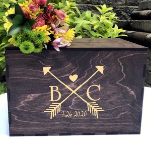 Wedding Card Box,Card Bow With Slot,Rustic Card Box,Laser Engraved Wedding Card Box,Barn Wedding Box,Primitive Wedding Card Box image 4