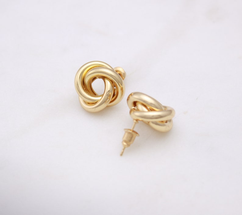 Bae stud minimalist earrings knot earrings anniversary gift tiny earrings gold plated earrings boho earrings gift for her