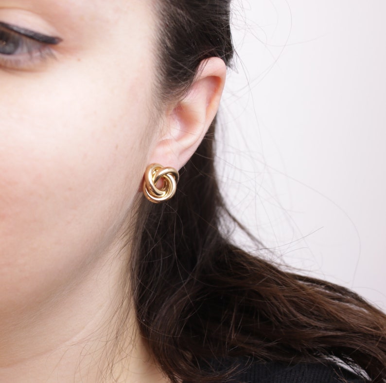 Bae stud minimalist earrings knot earrings anniversary gift tiny earrings gold plated earrings boho earrings gift for her