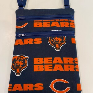 Chicago Bears, Cell Phone Bag, Crossbody, Adjustable Strap, Zip and Go Bag, Ready To Ship, IslandBagsMittensEtc