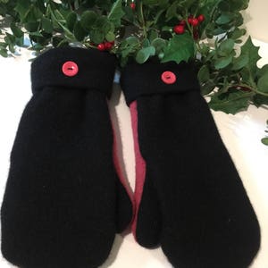 Mittens, Up-Cycled Wool Mittens, Very Warm, Fleece Lined, Ready To Ship, One of a Kind, Great Gift, IslandBagsMittensEtc