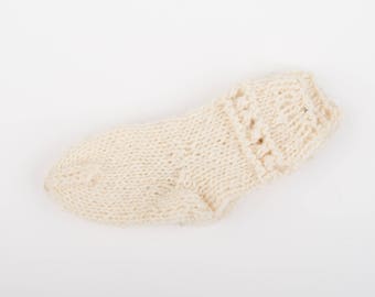 Hand-knitted socks 100% natural wool for kids 6 to 12 months