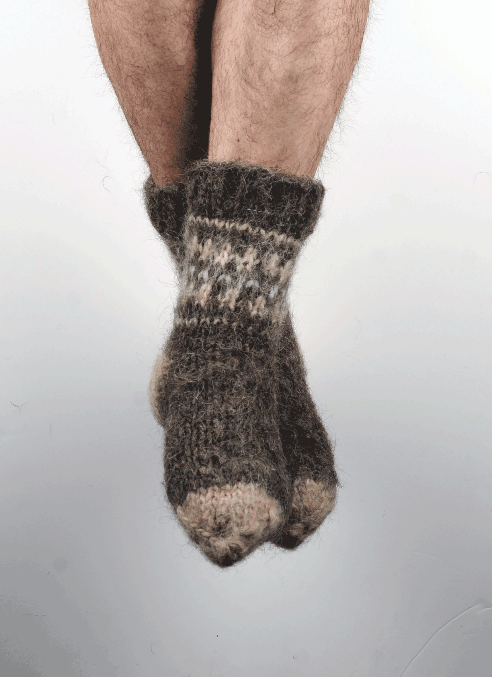 Hand knitted socks 100% natural wool for men size 41-42