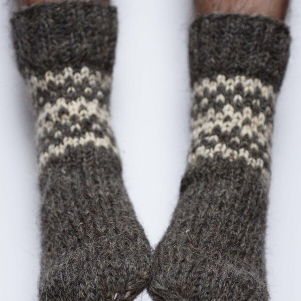 Hand-knitted socks for men, 100% natural wool