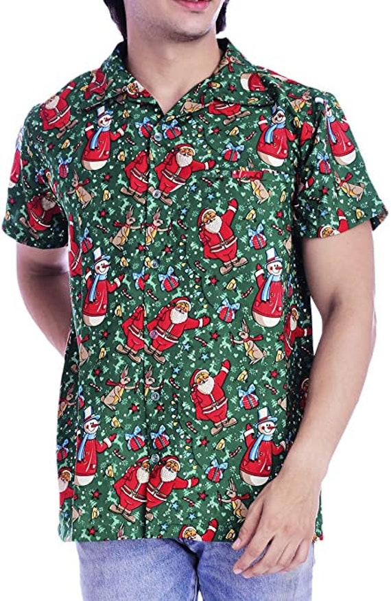 Hawaiian Shirt for Men Christmas Party Holiday Santa Claus Etsy