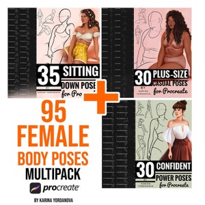 95 FEMALE BODY brushes MULTIPACK poses stamps for Procreate , perfect for beginner artists