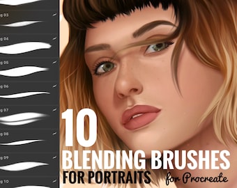 10 Blending Brushes for Portraits (FOR PROCREATE) Easy blending beginner brush, procreate brush