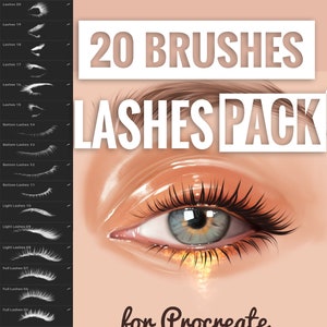 20 Lashes Brush Pack (FOR PROCREATE) Easy stamp brush, hair brushes, procreate brush, beginner brushes