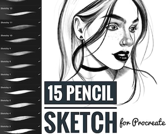 15 Pencil Sketch Brushes (FOR PROCREATE) Easy brush, pencil, procreate brush, beginner brushes