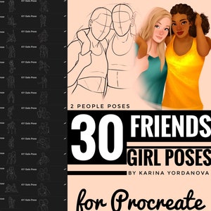 初心者に最適なガールフレンドポーズブラシ30個（PROCREATE用）簡単なスタンプブラシ、鉛筆、Procreateブラシ
