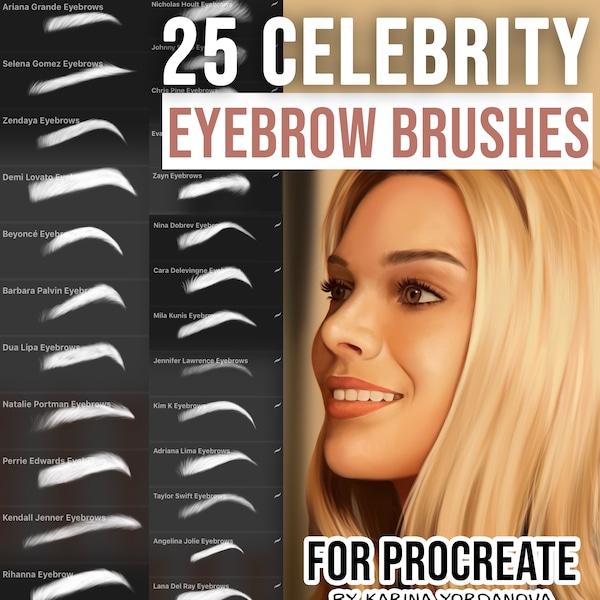 25 Eyebrows Brushes (FOR PROCREATE) Easy stamp brush, hair brushes , procreate brush, beginner brushes, hair