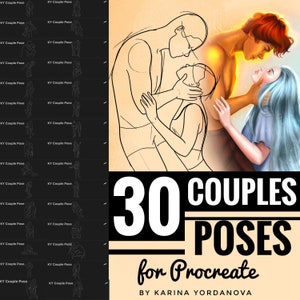 初心者に最適なカップルのポーズブラシ30選（PROCREATE用）簡単なスタンプブラシ、鉛筆、Procreateブラシ