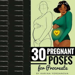 30 Pregnant Poses Brushes perfect for Beginners (FOR PROCREATE) Easy stamp brush, pencil, procreate brush