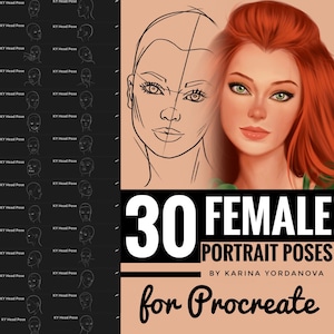 30 Female Portrait Pose Brushes (FOR PROCREATE) Perfect for beginners Easy stamp brush, pencil, procreate brush