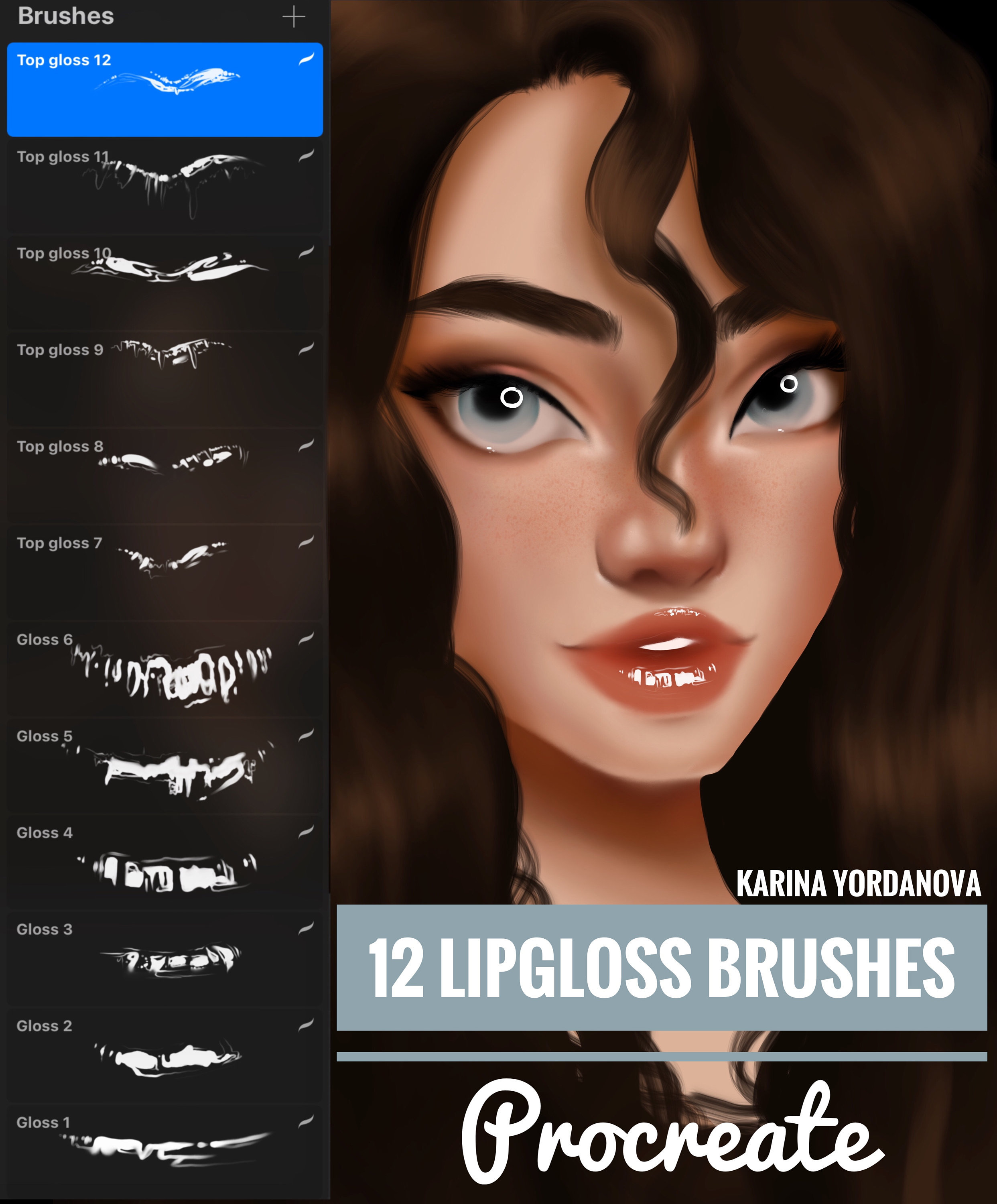 12 Lipgloss Brushes FOR PROCREATE Easy Stamp Brush Lips Etsy UK