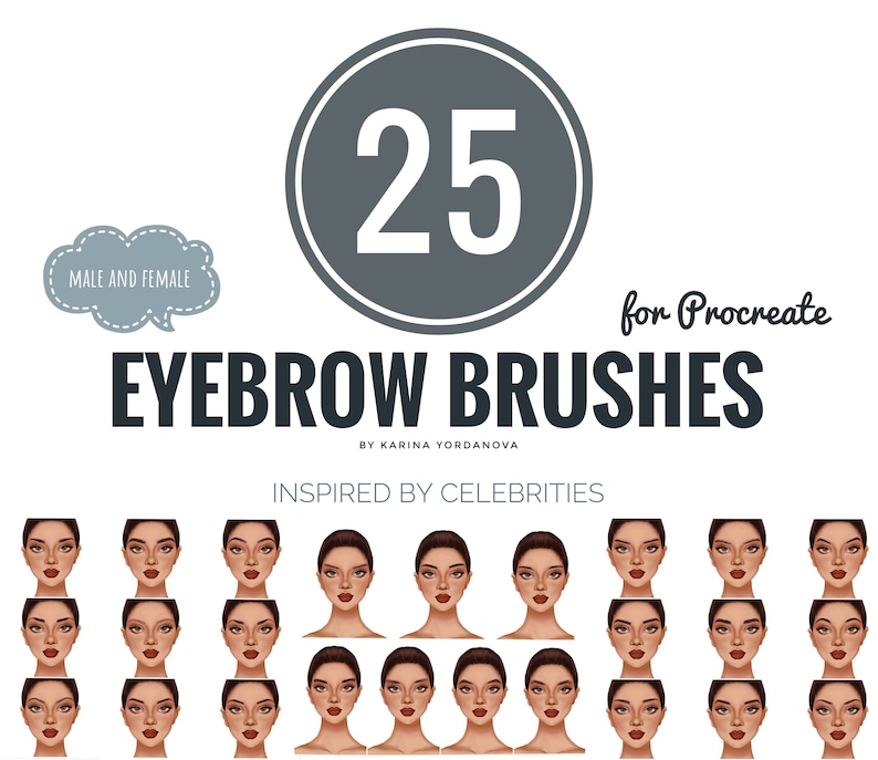 25 Eyebrows Brushes FOR PROCREATE Easy Stamp Brush Hair Etsy