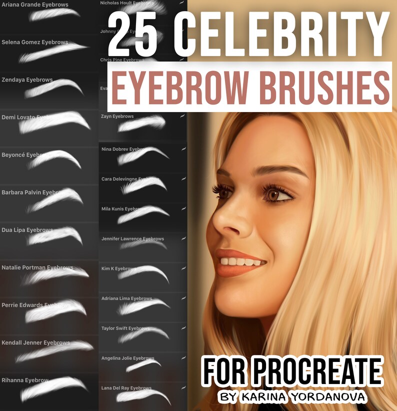 25 Eyebrows Brushes FOR PROCREATE Easy Stamp Brush Hair Etsy