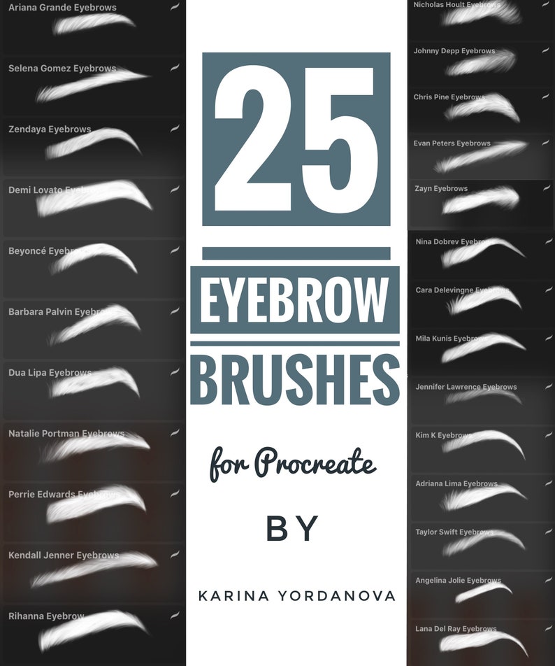 25 Eyebrows Brushes FOR PROCREATE Easy Stamp Brush Hair Etsy
