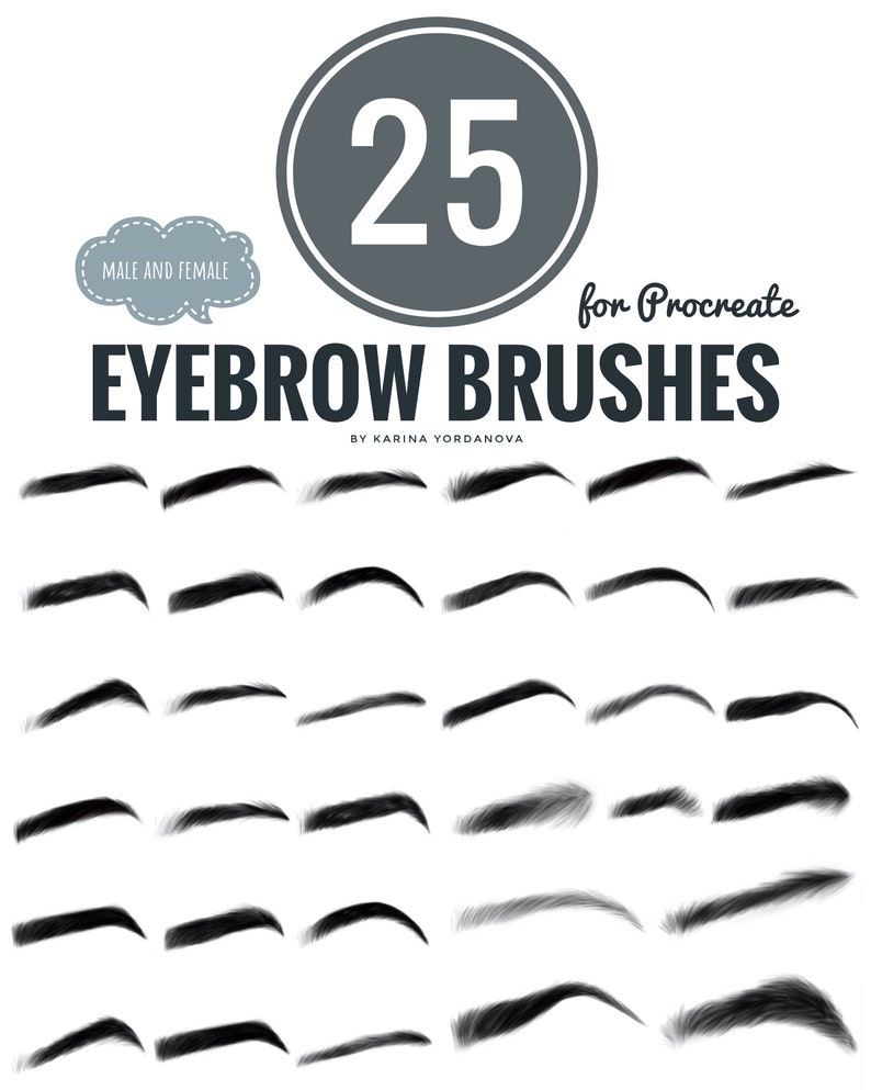 25 Eyebrows Brushes FOR PROCREATE Easy Stamp Brush Hair Etsy