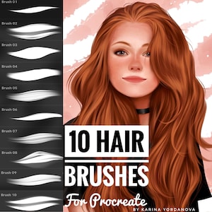 10 Hair Brushes (FOR PROCREATE) Realistic, Easy, Beginner friendly Procreate brush, curly, straight hair