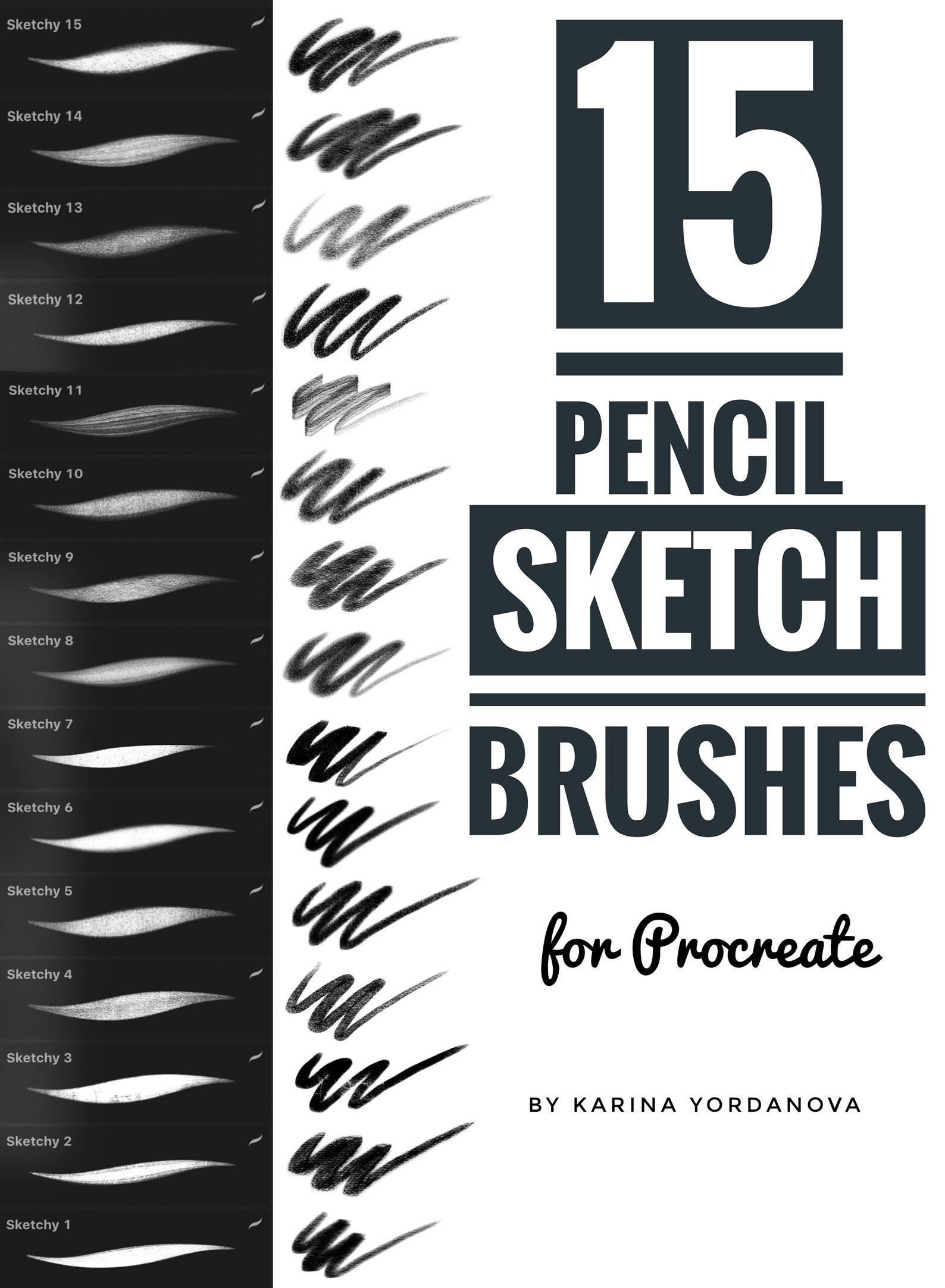 15 Pencil Sketch Brushes FOR PROCREATE Easy Brush Pencil Etsy UK