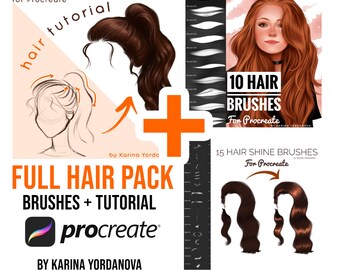 Full HAIR pack + 3 BRUSHSETS & TUTORIAL