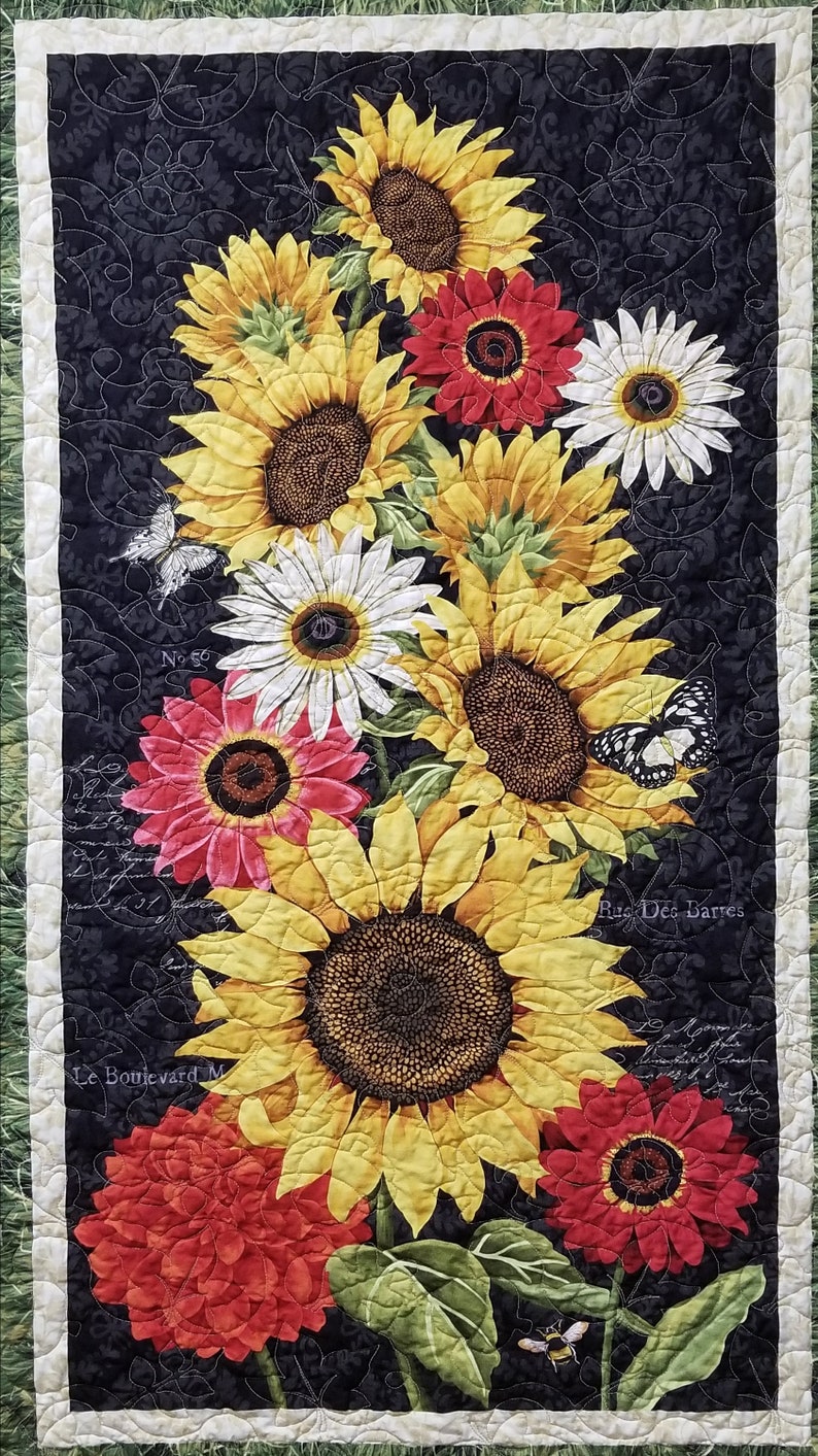 Blooming Sunflowers Panel Quilt Etsy