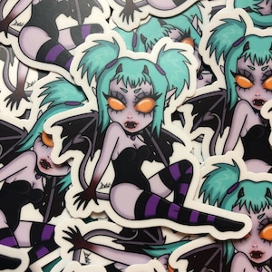 Chibi creepy cute succubus demon girl sticker