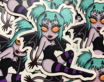 Chibi creepy cute succubus demon girl sticker