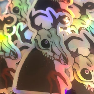 Holographic spooky deer skull horror wendigo sticker