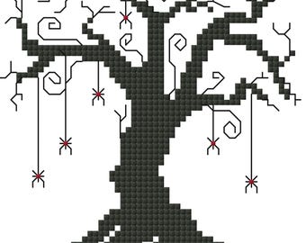 Patrón de punto de cruz de bruja espeluznante para Halloween (descarga digital en PDF)