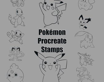 Sellos Procreate - Pokemon, Pinceles para sellos, Pinceles Procreate Anime, Cómic Manga
