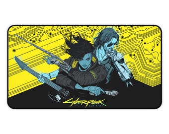 Alfombrilla de escritorio Cyberpunk 2077, alfombrilla de ratón para juegos, accesorio de escritorio para computadora, decoración cyberpunk de neón, alfombrilla de escritorio de oficina