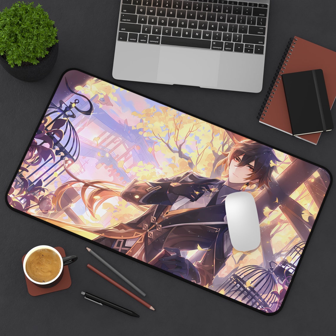 Genshin Desk Mat zhongli Silk Flowers Etsy