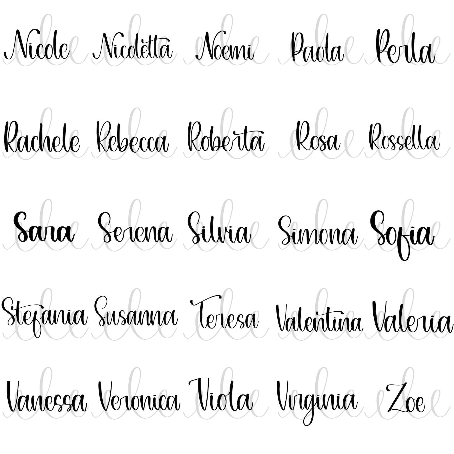 Bundle 100 PNG E SVG Nomi Femminili Italiani Etsy