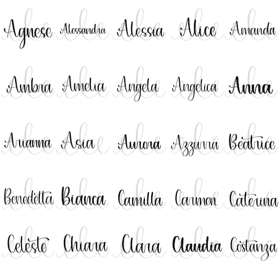 Bundle 100 PNG E SVG Nomi Femminili Italiani Etsy