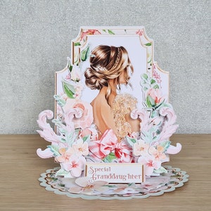 Special granddaughter birthday card, 3D pop up card, handmade personalised gift women