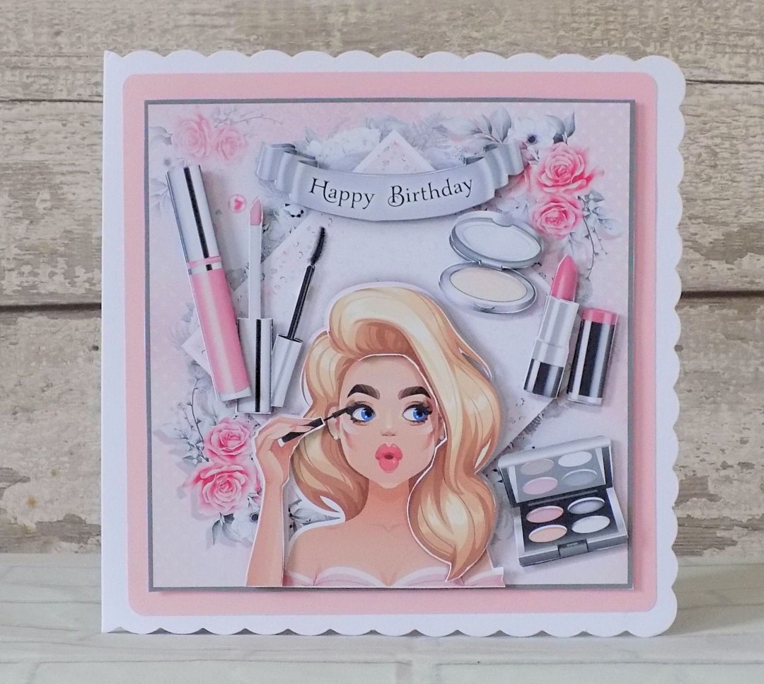 Makeup Birthday Card for Teenage Girl Handmade Cards for Her Etsy