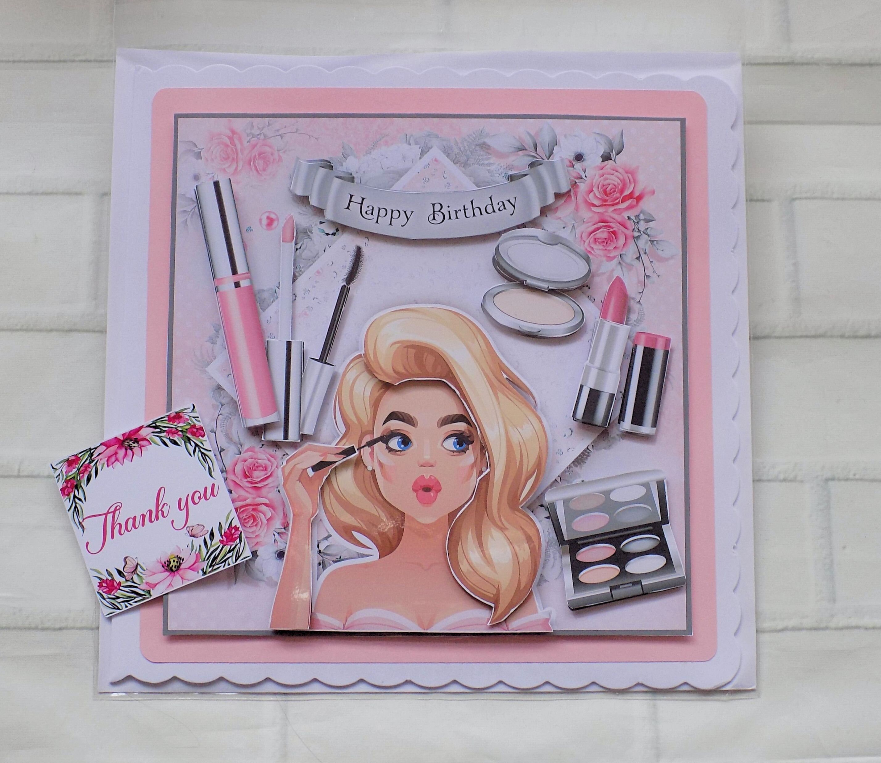 Makeup Birthday Card for Teenage Girl Handmade Cards for Her Etsy UK