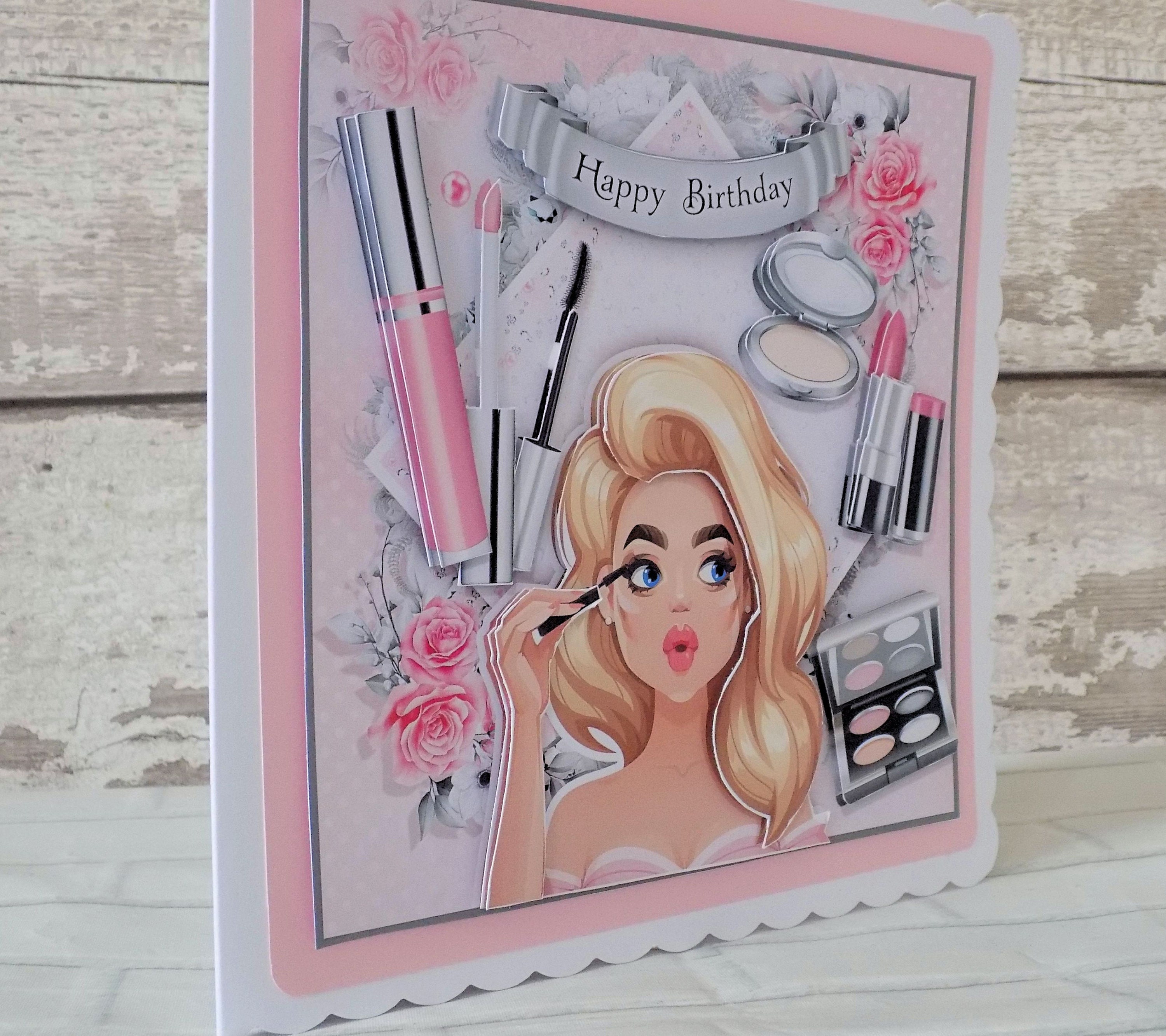 Makeup Birthday Card for Teenage Girl Handmade Cards for Her Etsy UK