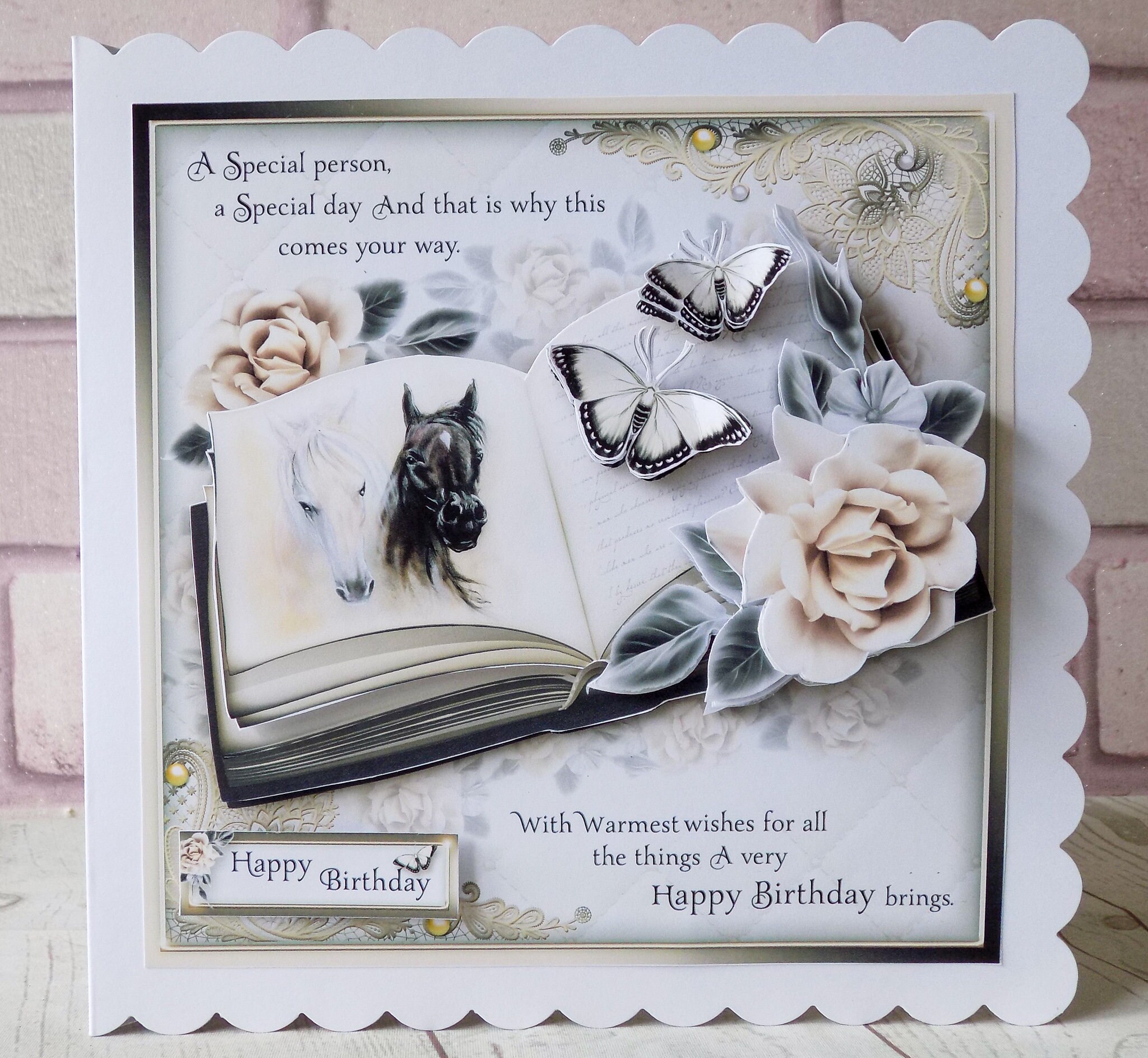 Horse Theme Large Handmade Female Birthday Card Etsy