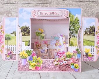 Flower Birthday Card, Happy Birthday Cards Women, 3D