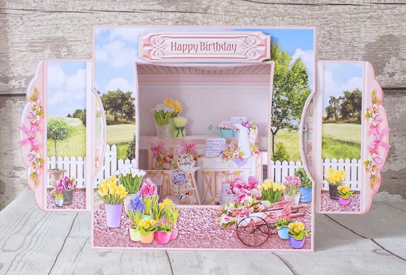Flower Birthday Card, Happy Birthday Cards Women, 3D