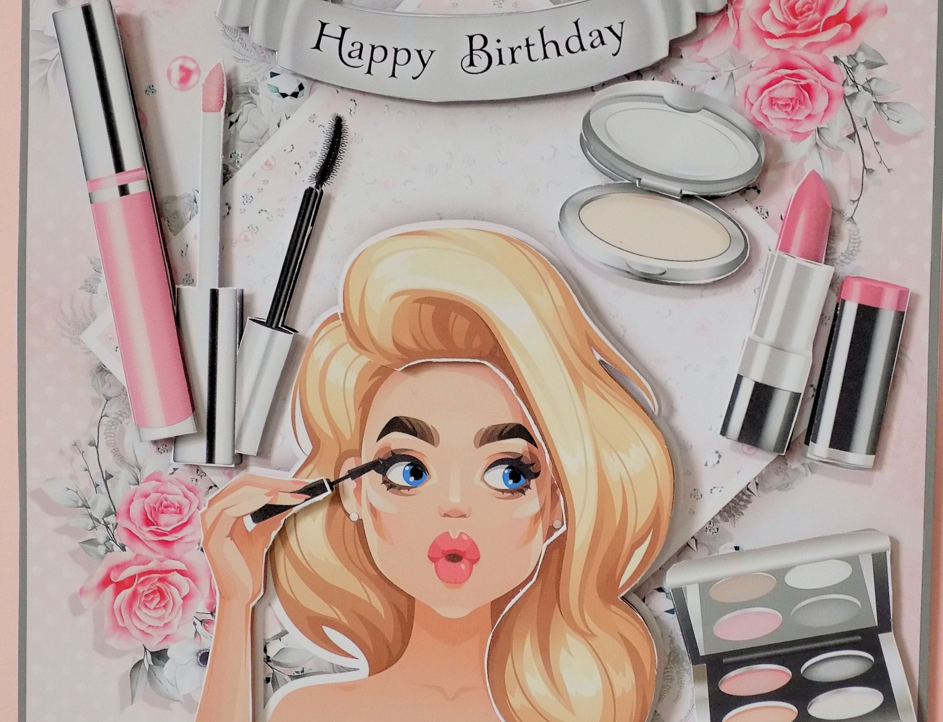 Makeup Birthday Card for Teenage Girl Handmade Cards for Her Etsy UK