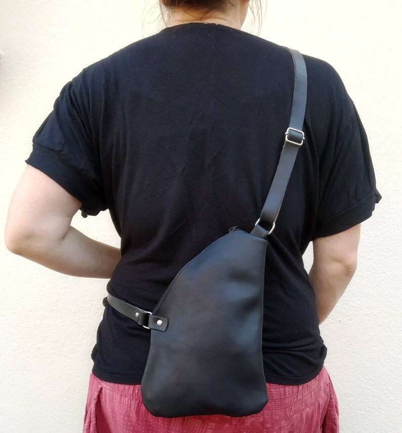leather zipper satchel for men Genuine leather sling bag for women handmade leather zipper purse purple leather sling back pack women