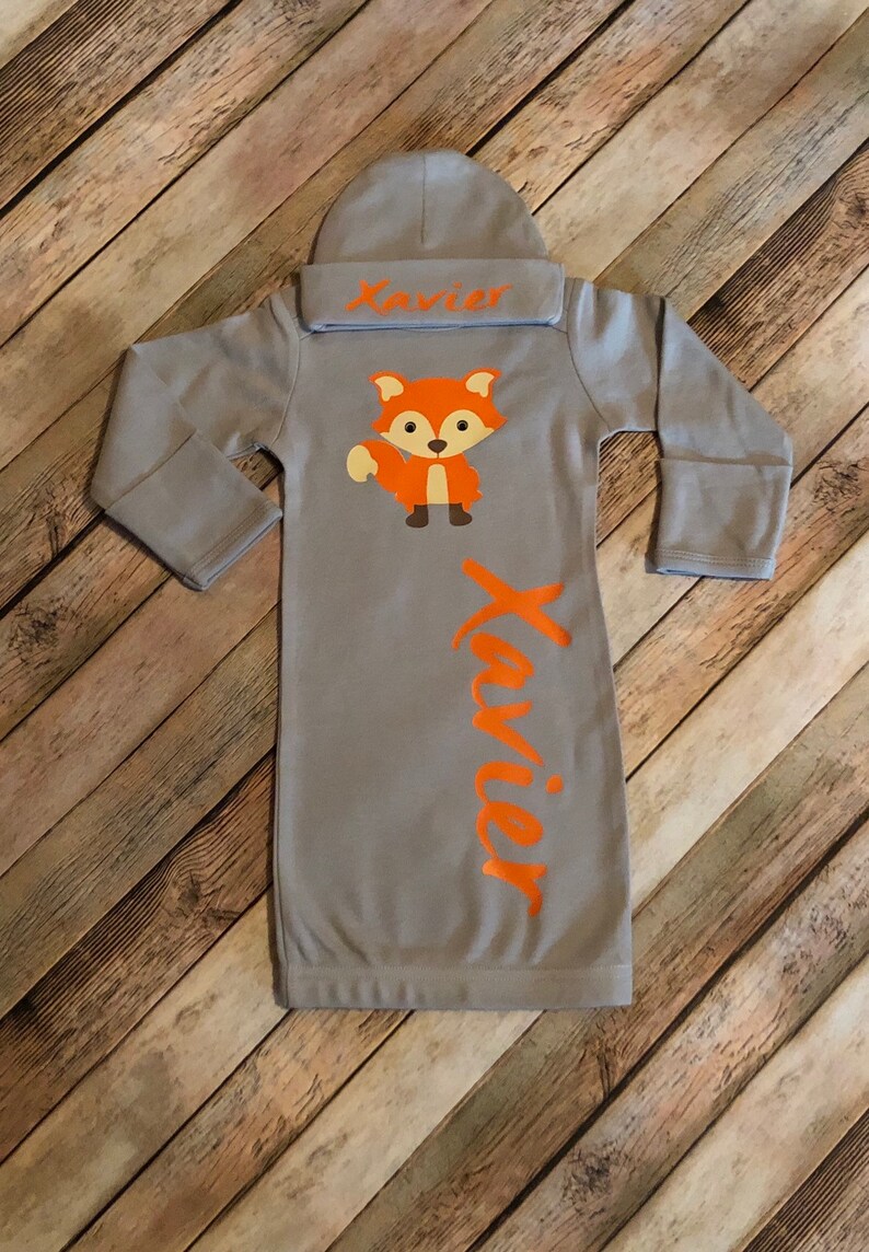 Newborn take me home set,coming home gown set,woodland baby set,woodland fox outfit